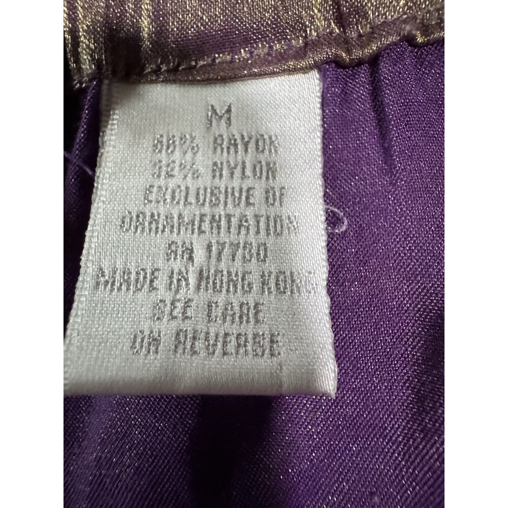 Vintage Amelia's Pajama Set Purple Gold Metallic Satin Floral Brocade Cami M/L - Picture 8 of 11